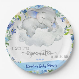 Elephant boy baby shower bord. papieren bordje