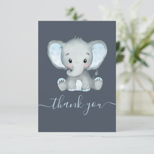 Elephant Boy Baby shower Dank je wel Bedankkaart (Staand voorkant)