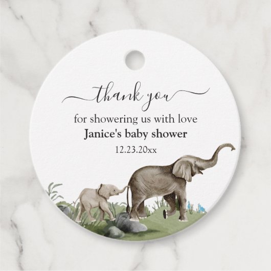Elephant Boy Baby shower Dank u Bedankjes Labels (Voorkant)