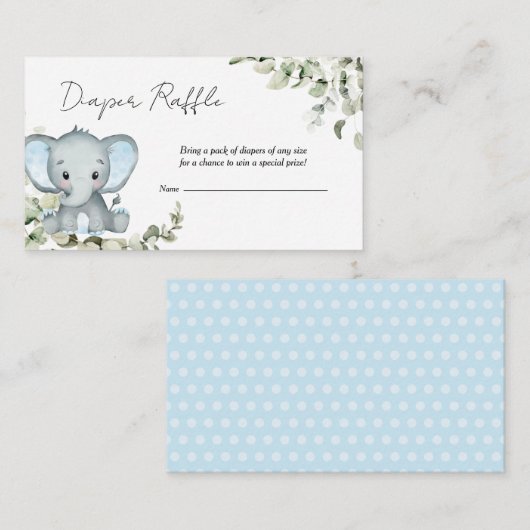 Elephant Boy Baby shower Diaper Raffle Informatiekaartje (Voorkant / Achterkant)