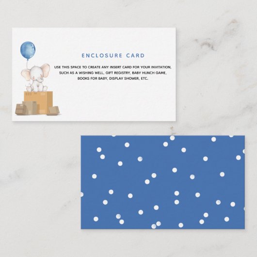 Elephant Boy Baby shower door Mail Enclosure Kaart (Voorkant / Achterkant)