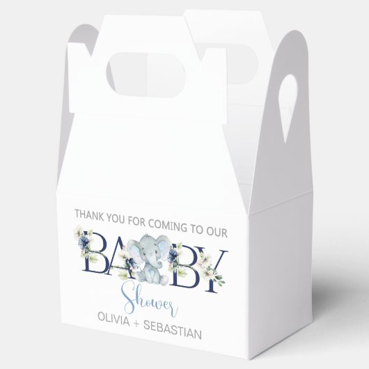 Elephant boy baby shower gunt de doos, behandelt d bedankdoosjes (Geopend)