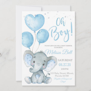 Elephant Boy Baby shower Invitation Elephant Thema Kaart