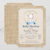 Elephant Boy Baby shower Invitation Kaart (Voorkant / Achterkant)