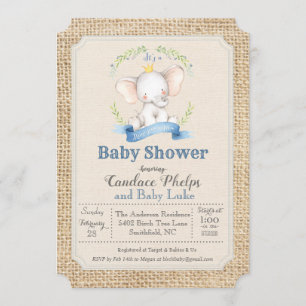 Elephant Boy Baby shower Invitation Kaart
