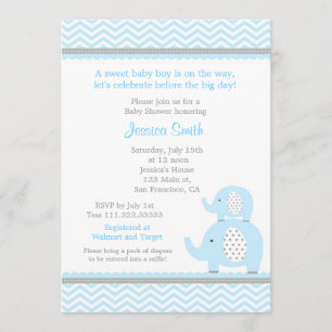 Elephant Boy Baby shower Invitation Kaart
