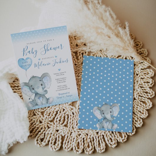 Elephant Boy Baby shower Invitation Kaart