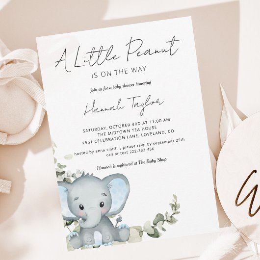 Elephant Boy Baby shower Invitation Kaart