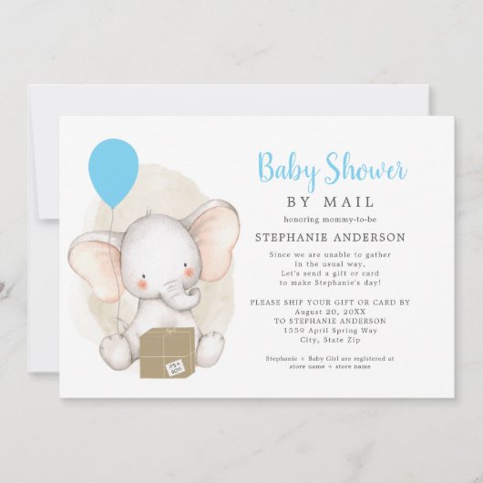 Elephant Boy Baby shower per mail Kaart (Voorkant)