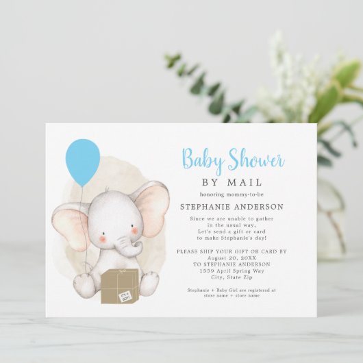 Elephant Boy Baby shower per mail Kaart (Staand voorkant)