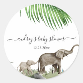 Elephant Boy Baby shower Ronde Sticker