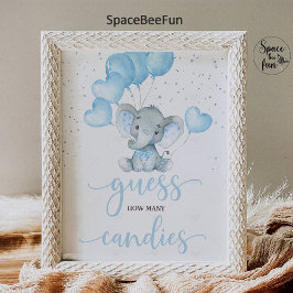 Elephant Boy Baby shower Safari Olifant Poster