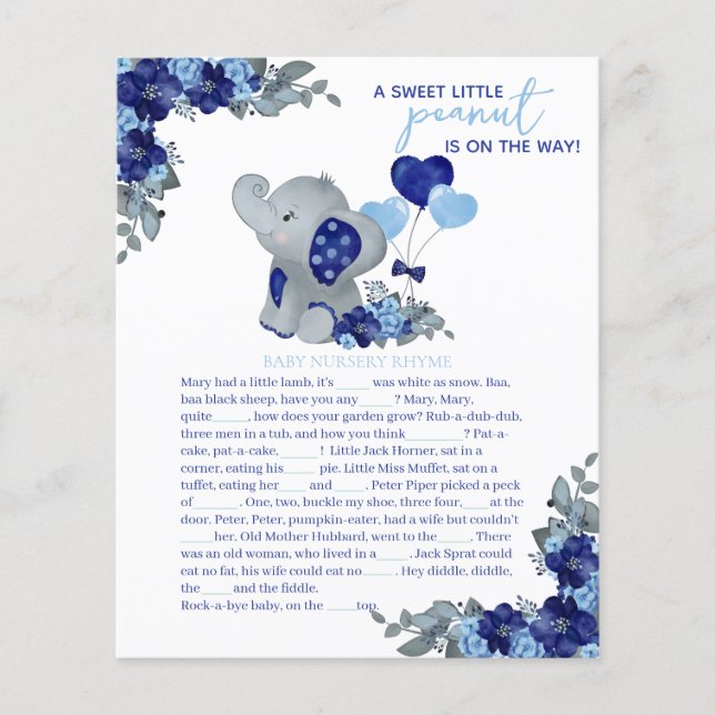 Elephant Boy Baby shower spel (Voorkant)