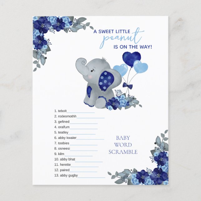 Elephant Boy Baby shower spel (Voorkant)