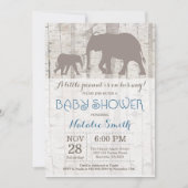 Elephant Boy Baby shower Uitnodiging Rustiek (Voorkant)