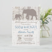 Elephant Boy Baby shower Uitnodiging Rustiek (Staand voorkant)
