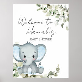 Elephant Boy Baby shower Welcome Sign Poster
