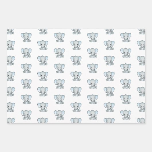 Elephant Boy Baby shower Wrapping Paper Sheets (Voorkant)