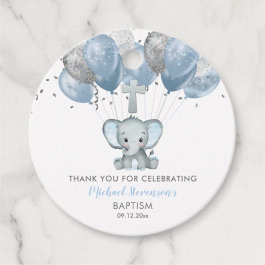 Elephant Boy Balloons Baptisme Dank je Labels geve (Voorkant)