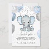 Elephant Boy Balloons Waterverf Baby shower Bedankkaart (Voorkant)
