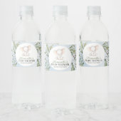 Elephant Boy Blue Greenery Baby shower Waterfles Etiket (Flessen)