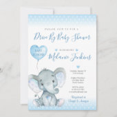 Elephant Boy drive by Baby shower Invitation Kaart (Voorkant)