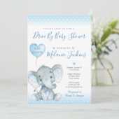 Elephant Boy drive by Baby shower Invitation Kaart (Staand voorkant)