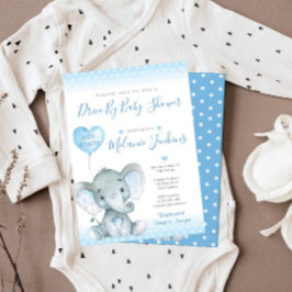Elephant Boy drive by Baby shower Invitation Kaart