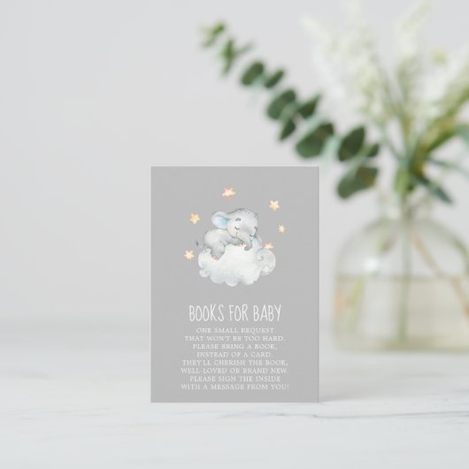 Elephant Boy | Grijze Baby showers boeken voor Bab Informatiekaartje (Staand voorkant)