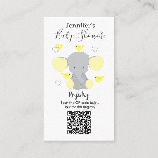 Elephant Boy Meisje Baby shower Registratie QR Cod Informatiekaartje (Voorkant)