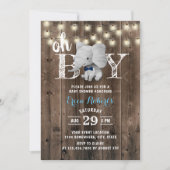 Elephant Boy Rustic Barn Wood Baby shower Kaart (Voorkant)
