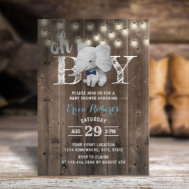Elephant Boy Rustic Barn Wood Baby shower Kaart