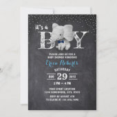 Elephant Boy Rustic Chalkboard Baby shower Kaart (Voorkant)