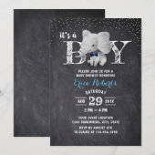 Elephant Boy Rustic Chalkboard Baby shower Kaart (Voorkant / Achterkant)