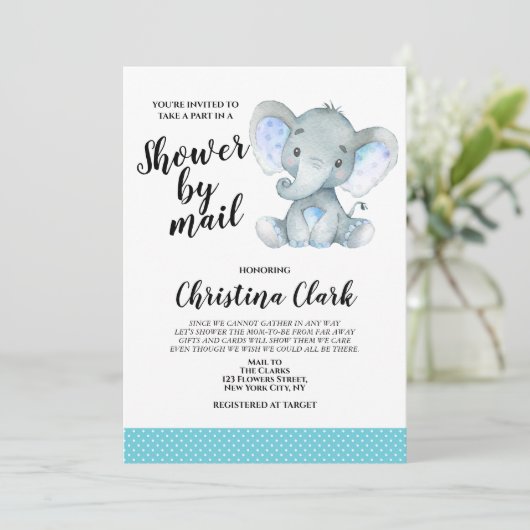 Elephant Boy Shower per post Cute Kaart (Staand voorkant)