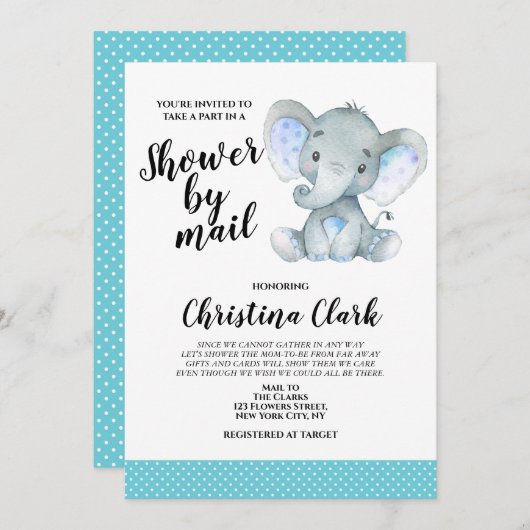 Elephant Boy Shower per post Cute Kaart (Voorkant / Achterkant)