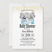 Elephant Boy Twins Gold Confetti Baby shower Kaart (Voorkant)