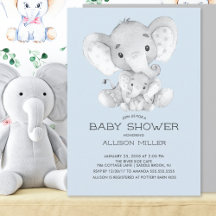 Elephant Boys baby shower Invitation