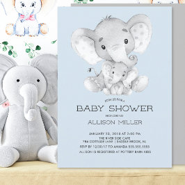 Elephant Boys baby shower Invitation Kaart