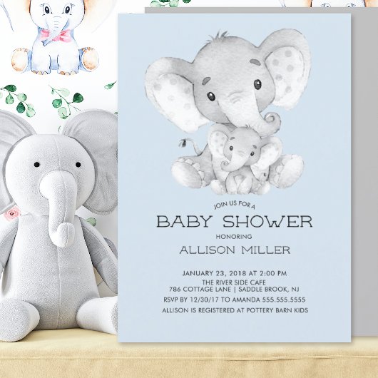Elephant Boys baby shower Invitation Kaart