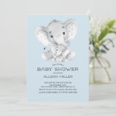 Elephant Boys baby shower Invitation Kaart (Staand voorkant)