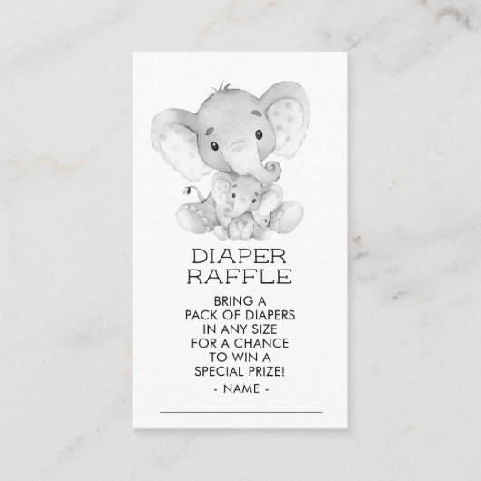Elephant Boys Baby shower Luier Raffle Ticket Informatiekaartje (Voorkant)