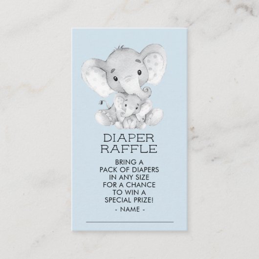 Elephant Boys Baby shower Luier Raffle Ticket Informatiekaartje (Voorkant)
