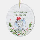 Elephant Boys Baby's Eerste Kerstmis Gepersonalise Keramisch Ornament (Links)