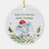 Elephant Boys Baby's Eerste Kerstmis Gepersonalise Keramisch Ornament (Achterkant)