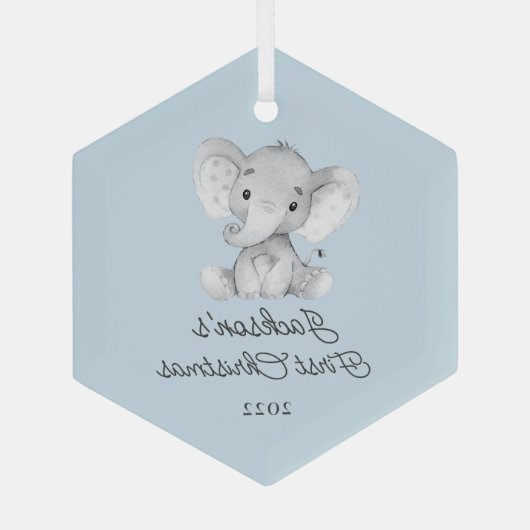 Elephant Boys, eerste kerst Glas Ornament (Achterkant)