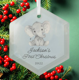 Elephant Boys, eerste kerst Glas Ornament
