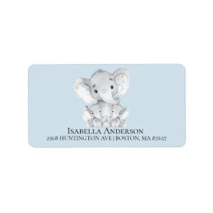 Elephant Boys Twins Baby shower Address Label