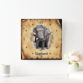 Elephant breekt door papieren zakkast! ~ vierkante klok (Huis)