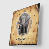 Elephant breekt door papieren zakkast! ~ vierkante klok (Hoek)